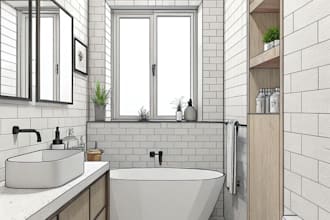 design modern bathroom interiors with photorealistic rendering