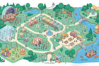 design festival map ,real estate map, city, event map, venue map, campground