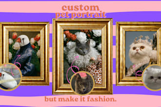turn your pet into a fashion cover star portrait