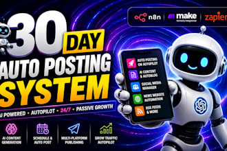 build ai auto posting system n8n makecom zapier social media automation workflow
