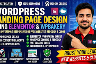 design wordpress landing page, elementor, wpbakery, one page, redesign, clone
