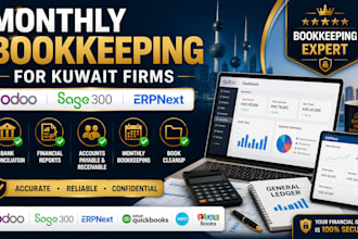 handle monthly bookkeeping for kuwait firms using odoo, sage 300, erpnext