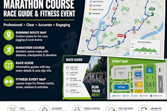design running route map, marathon course, race guide, fitness event