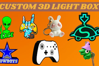 design custom 3d lightbox logo keychain anime wall decor svg laser cut and texts