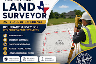 do tx ma USA licensed land surveyor boundary survey for city permit and property
