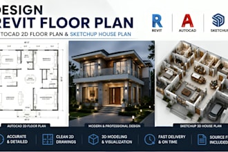 expert revit floor plan, autocad drafting and sketchup house plan