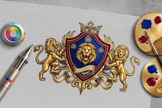 design a luxury regal heraldic family crest coat of arms logo