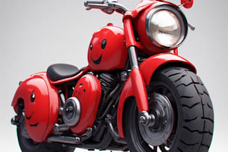 draw cartoon motorcycle illustration from your image