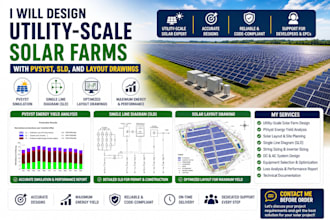 design utility scale solar farms with pvsyst, sld, and layout drawings