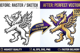 vector tracing, redraw logo, and convert to vector