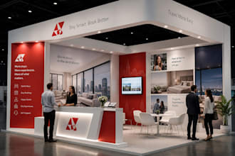 design trade show booth, exhibition stand backdrop and pop up banner