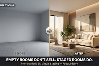 3d virtual staging and furniture rendering for real estate listings