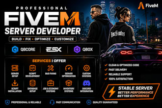 develop, fix optimize fivem server, qbcore, esx, qbox scripts