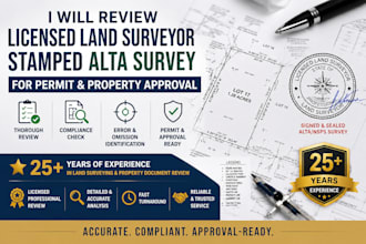 review licensed land surveyor stamp alta survey for permit property approval