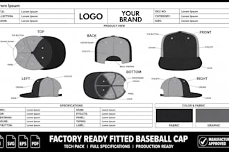 create manufacturing ready fitted baseball cap and 59fifty style tech pack