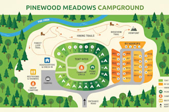 design campground map, rv park map ,city, site map, park layout and resort map