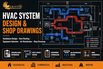 design an hvac system drawing with duct layout and load calculation