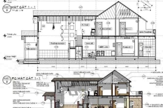 do house autocad 2d architectural floor plan drawing, draw mechanical elevation