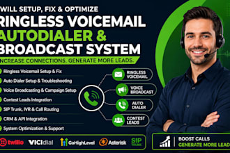 fix ringless voicemail, voice broadcasting and auto dialer system, contest leads