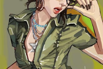 draw digital characters and painting style human sketches