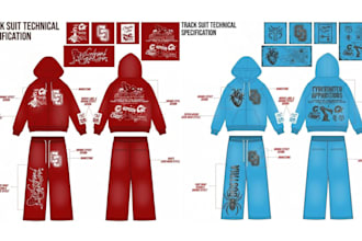design professional fashion tech pack clothing tech pack for apparel manufacture