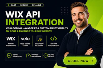 wix api integration, velo coding, javascript and custom functionality fix code