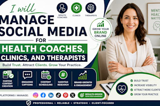 manage social media for health coaches clinics,  aba therapists, mental health