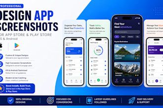 design app screenshots for app store and play store, ios and android