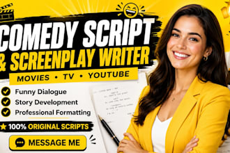 write professional comedy scripts and audience captivate screenplays