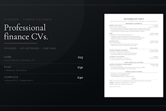 free for first customer design a professional and tailored CV for finance