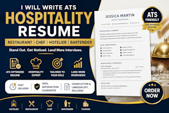 write ats hospitality, restaurant, chef, hotelier and bartender resume