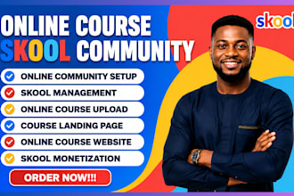 set up skool community, online course, circle community and membership platform