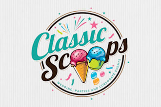 o premium restaurant, cafe, candy, ice cream, fast food logo