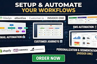 setup and automate klaviyo, attentive, customer io and insider one workflows