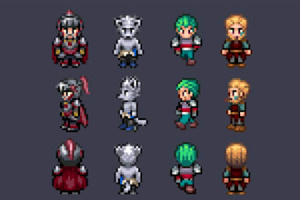 create pixel character sprite, animated sprite, tileset and environment