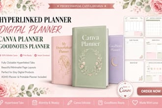 canva hyperlinked planner goodnotes printable planner adhd planner for etsy