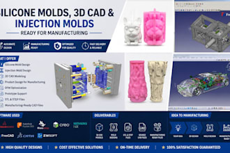 design silicone molds, 3d cad and injection molds ready for manufacturing