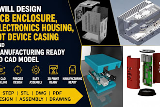 design pcb enclosure, electronic housing, iot device casing and 3d cad model