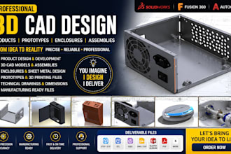 design product prototypes enclosures 3d cad and custom assemblies in solidworks