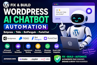 build wordpres ai chatbot with botpress tidio botpenguin puriochat workflows