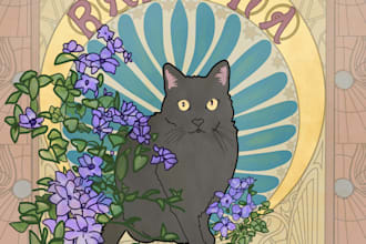 create an art nouveau drawing of your pet
