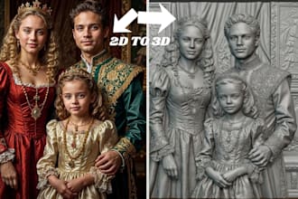 convert 2d image to 3d printable toy model sculpt 3d stylized character printing