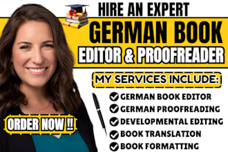 do german book editing, proofreading, line and developmental editing