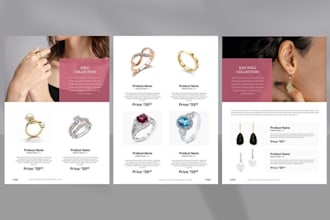 design editorial product catalog lookbook line sheet for jewelry and accessories