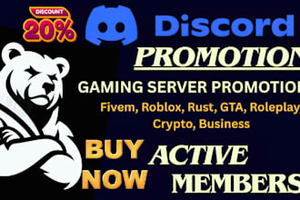 do discord server promotion, gaming server promotion, minecraft, roblox to 100k
