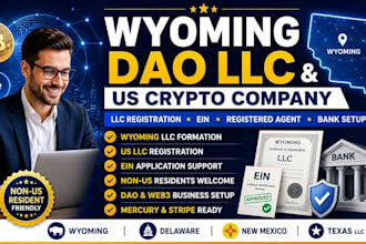 register your wyoming dao llc and us crypto company with ein and bank setup