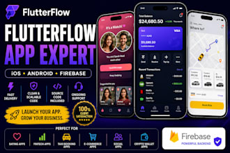 build a flutterflow mobile app, custom ios app, android app with firebase