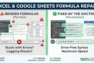 fix broken excel formulas, xlookup, and complex functions