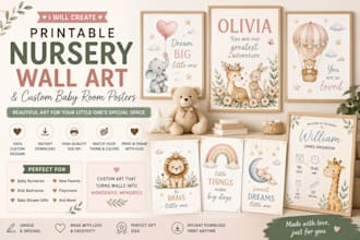 create printable nursery wall art and custom baby room posters