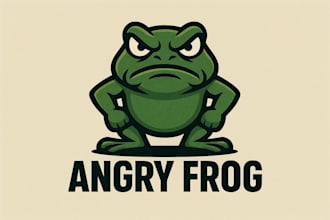 design bold angry frog mascot logo  with my own creative thinking